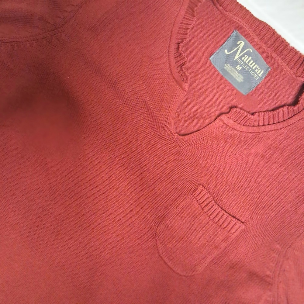 Natural Reflections Womens Medium Red Long Sleeve Knit Top Casual Pullover